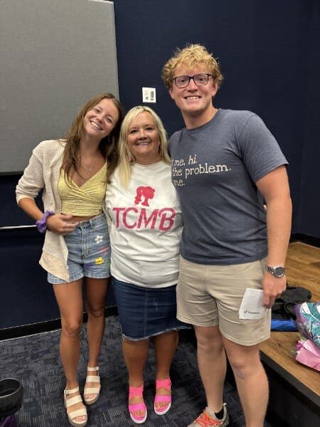 Susan with two fans backstage