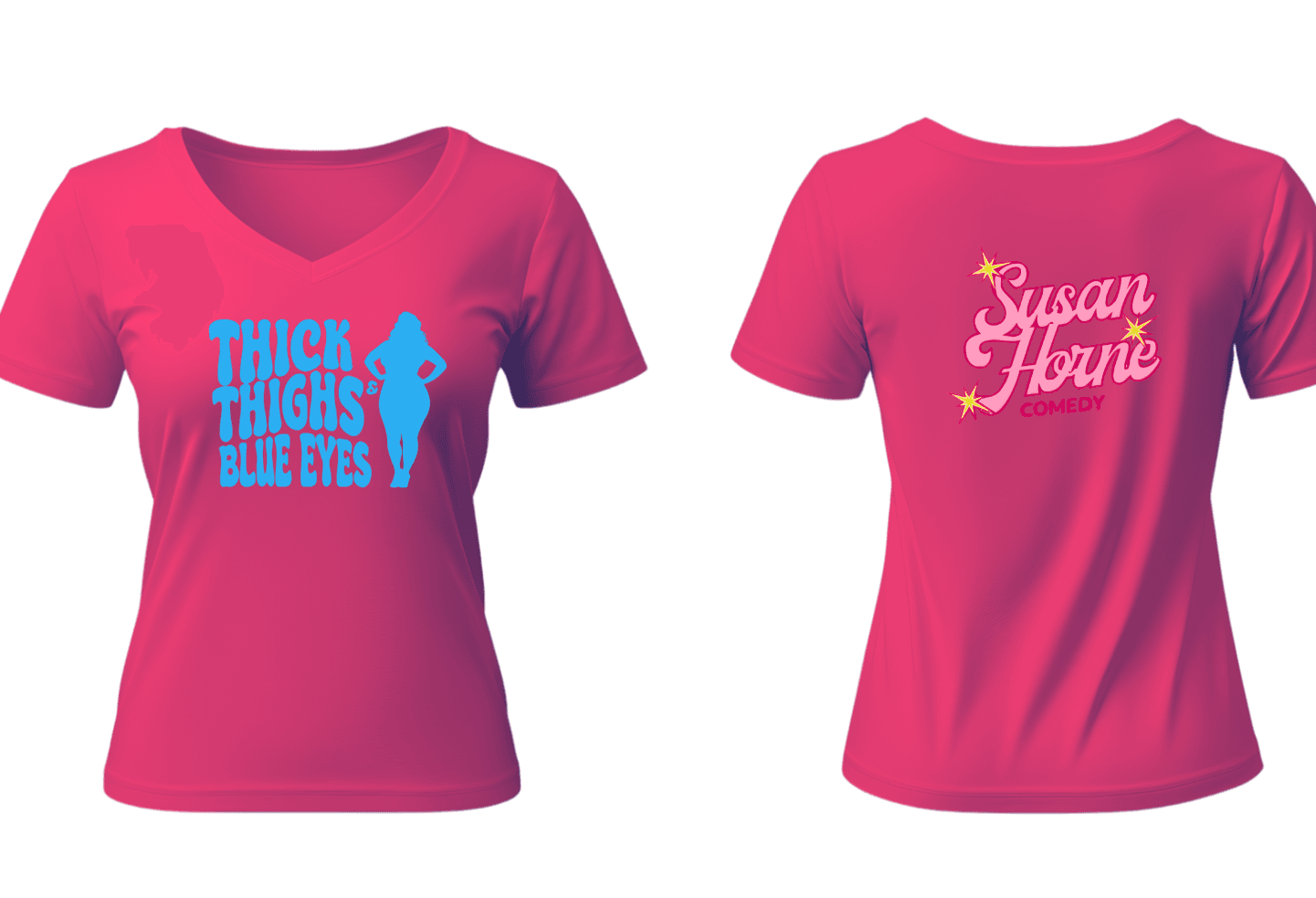 Thick Thighs & Blue Eyes t-shirt in pink