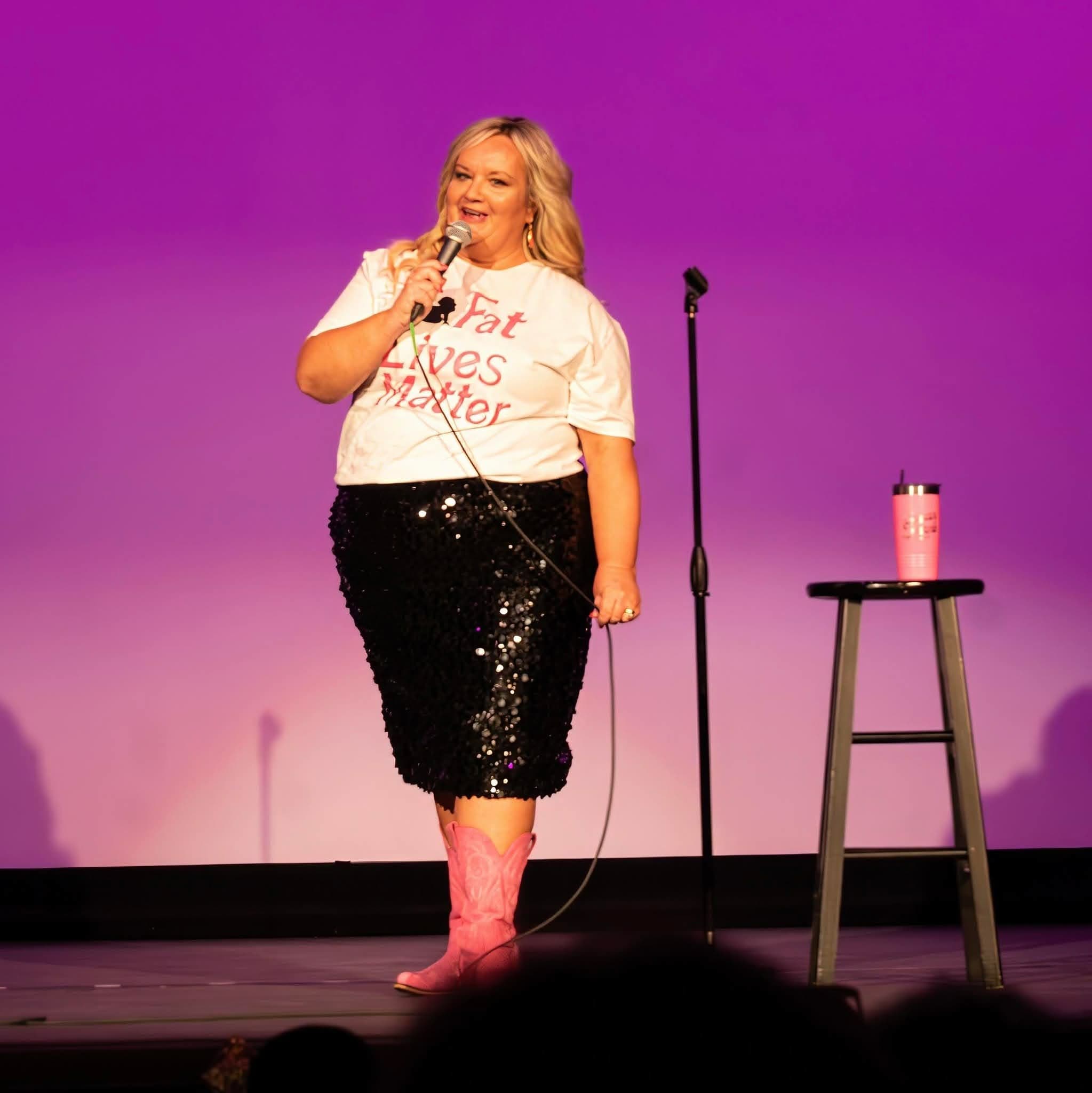 Susan performing on stage